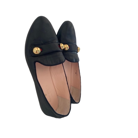 Kate Spade New York Sutton Loafers Flats 7M Black Classic Gold Button Accents - Picture 4 of 8